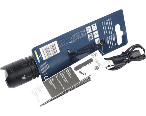 Lampe de poche LED rechargeable avec câble de chargement