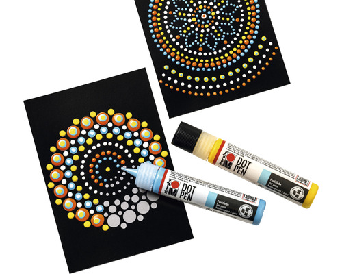 Marabu Dot Pens avec motifs de mandala sur papier noir