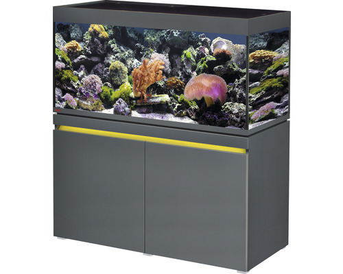 Kit complet d'aquarium EHEIM incpiria 430 marine avec éclairage à LED, pompe d'alimentation et meuble bas éclairé graphite