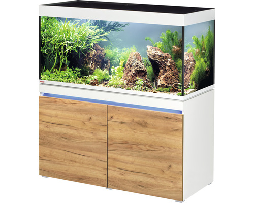 Kit complet d'aquarium EHEIM incpiria 430 avec éclairage à LED et meuble bas éclairé alpin/chêne