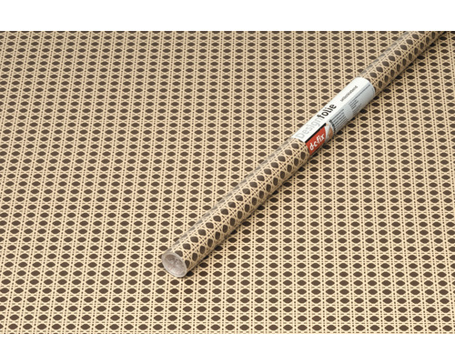 Film décoratif avec motif en rotin et logo de-fix.