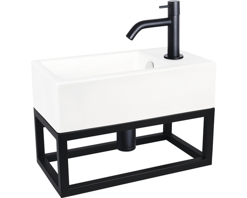 Vasque avec structure et robinet noirs
