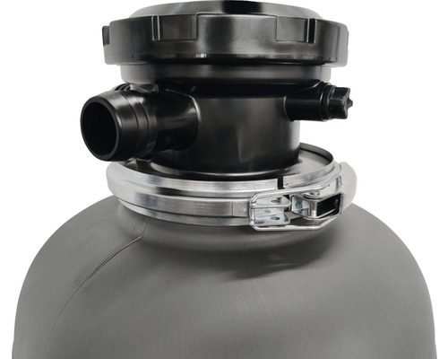 Vue détaillée de la tête du récipient du système de filtre à sable