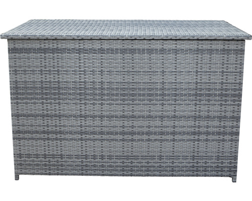 Graue Gartenbox aus Polyrattan mit Deckel