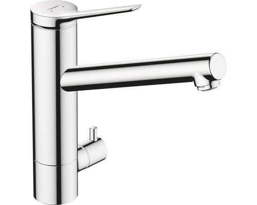Glänzende Waschtischarmatur mit Hebel und seitlichem Bedienhebel