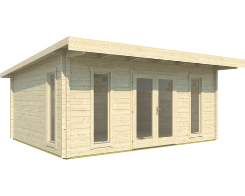 Abri de jardin en bois avec fenêtres et double porte