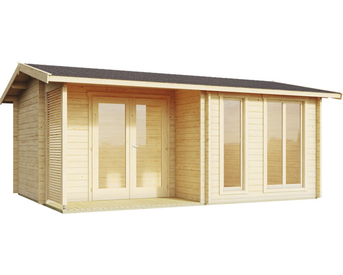 Maison de jardin en bois avec porte double et fenêtres