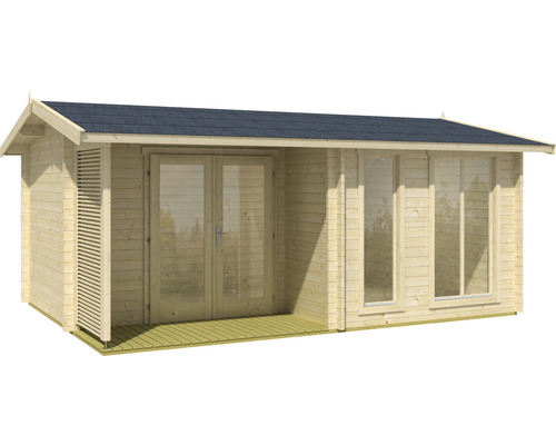 Abri de jardin en bois avec fenêtres et double porte