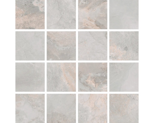 Mosaïque grès cérame fin Queen ash 30x30 cm mat Motif de carreaux en grès cérame
