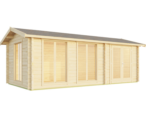 Abri de jardin en bois avec fenêtres et porte double