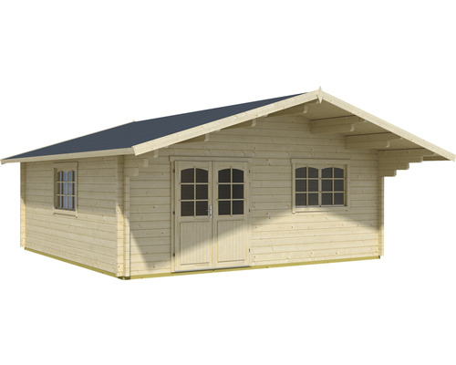 Abri de jardin en bois avec double porte et fenêtres