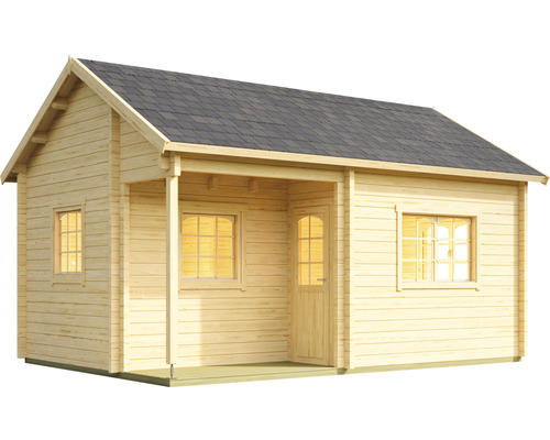 Maison de jardin en bois avec fenêtres et porte