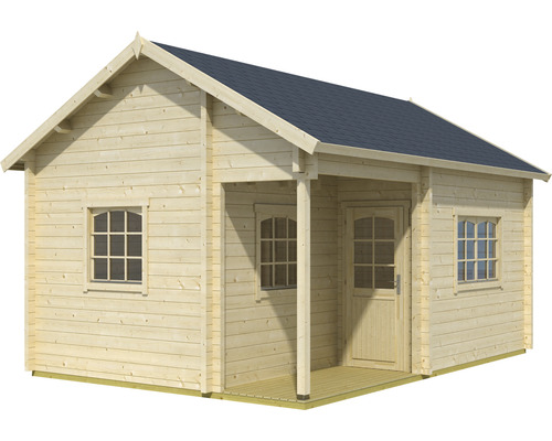 Maison de jardin en bois avec toit, porte et fenêtres