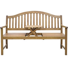 Gartenbank aus Holz mit ausklappbarem Tisch