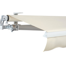 Detailansicht einer Markise mit Stoff