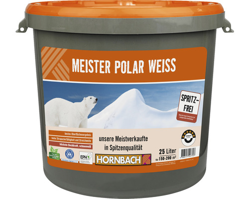 Peinture murale HORNBACH Meister Polarweiß (blanc polaire) sans éclaboussures sans conservateur 25 l