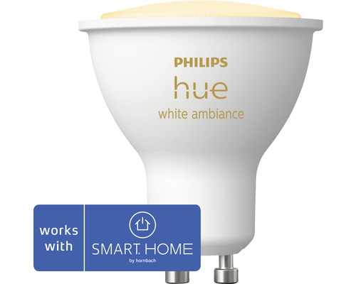 Réflecteur Philips hue White Ambiance à intensité lumineuse variable blanc GU10 4,3W 250 lm blanc chaud- blanc naturel 1 pièce - Compatible avec SMART HOME by hornbach