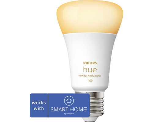 Ampoule Philips hue White Ambiance à intensité lumineuse variable mat A60 E27/8W(75W) 1100 lm 2200- 6500 K - Compatible avec SMART HOME by hornbach