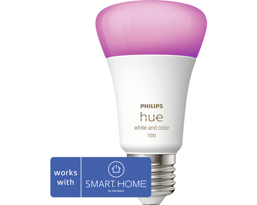 Ampoule Philips hue White & Color Ambiance A60 à intensité lumineuse variable mat E27/9W(75W) 1100 lm RGBW 2000K-6500 K - Compatible avec SMART HOME by hornbach