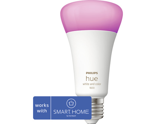 Ampoules Philips hue White & Color Ambiance à intensité lumineuse variable mat A67 E27/15W(100W) 1600 lm RGBW 2000- 6500 K Compatible avec SMART HOME by hornbach