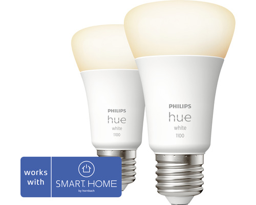 Ampoule Philips hue White à intensité lumineuse variable mat 2x E27/9,5W(75W) 1100 lm 2700 K 2 pièces - Compatible avec SMART HOME by hornbach