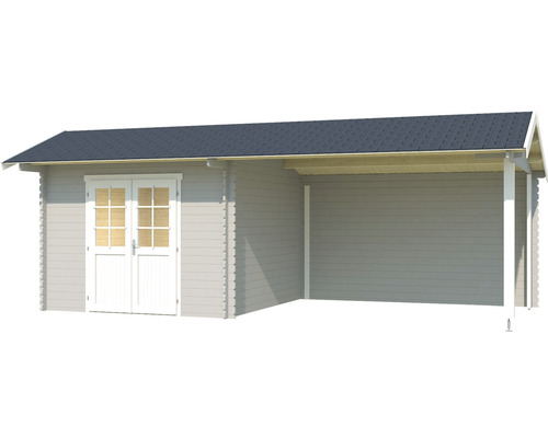 Abri de jardin en bois avec double porte et abri couvert