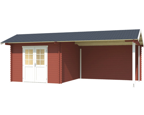 Abri de jardin en bois avec double porte et auvent