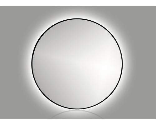 Miroir à cadre LED Cordia Round Line LxHxP 100x100x2.5 cm noir