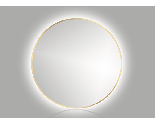 LED Rahmenspiegel Cordia Round Line BxHxT 100x100x2.5 cm gold