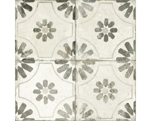 Muster aus vier miteinander verbundenen Fliesen mit geometrischem Blumendesign