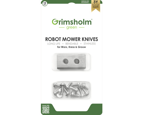 Grimsholm green Messer für Mähroboter Worx, Kress & Grouw 12 Stück
