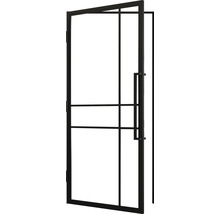 Porte intérieure noire avec verre et poignée