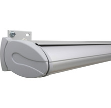 SOLUNA Kassettenmarkise Exclusiv 5x3 Stoff Dessin 320234 Gestell E6EV1 silber eloxiert Antrieb links inkl. Motor und Wandschalter