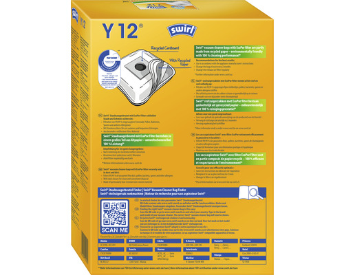 Swirl Y 12 sac d''aspirateur emballage avec filtre EcoPor