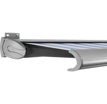 SOLUNA Kassettenmarkise Exclusiv 5x3 Stoff Dessin 320234 Gestell E6EV1 silber eloxiert Antrieb links inkl. Motor und Wandschalter