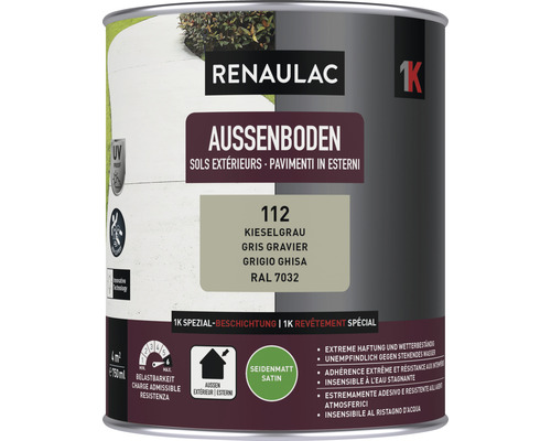 RENAULAC Aussenbodenfarbe seidenmatt kieselgrau 0.75 l Renaulac Aussenbodenfarbe Kieselgrau im Farbeimer