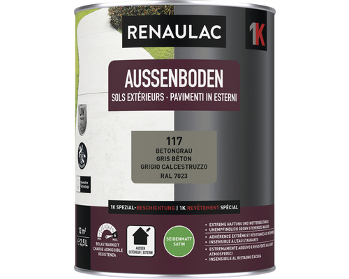 Peinture pour sol extérieur RENAULAC mat satiné gris béton 2.5 l