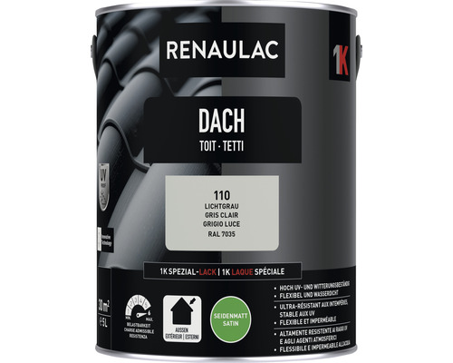 Peinture pour toit RENAULAC mat satiné gris clair 5 l