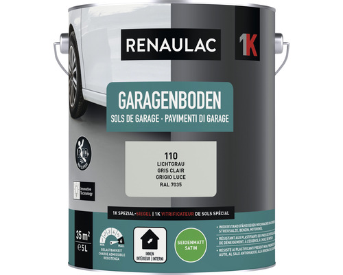 RENAULAC Garagenfarbe seidenmatt lichtgrau 5 l Renaulac Garagenbodenfarbe, hellgrau, 5 Liter Dose