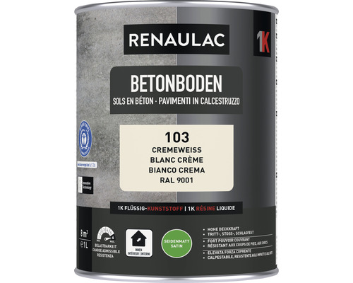 Peinture pour sol en béton RENAULAC mat satiné crème 1 l