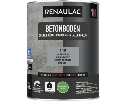 RENAULAC Betonbodenfarbe seidenmatt siber 2.5 l Eimer Renaulac Betonbodenfarbe, seidenglänzend