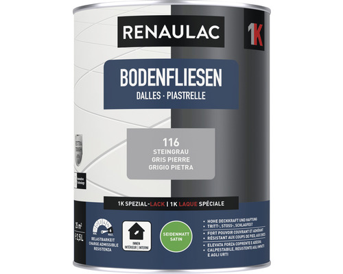 RENAULAC Bodenfliesenfarbe seidenmatt steingrau 2.5 l