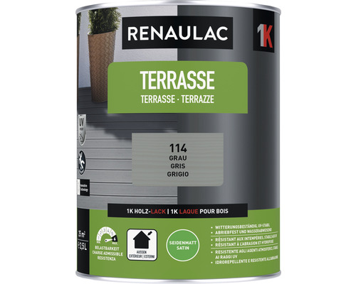 RENAULAC Terrassenfarbe seidenmatt grau 2.5 l Renaulac Terrasse Holzlack grau, 2,5 Liter Dose