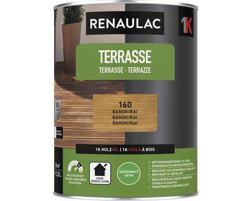 Huile pour terrasse RENAULAC mat satiné bangkirai 2.5 l Renaulac Huile pour terrasse Bangkirai, boîte de 2,5 litres