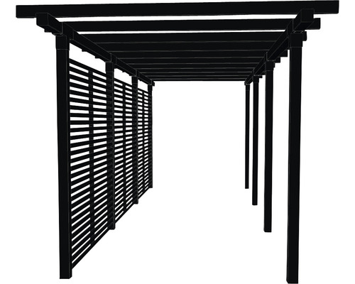Pergola mit Lamellenwand zur Beschattung und als Windschutz