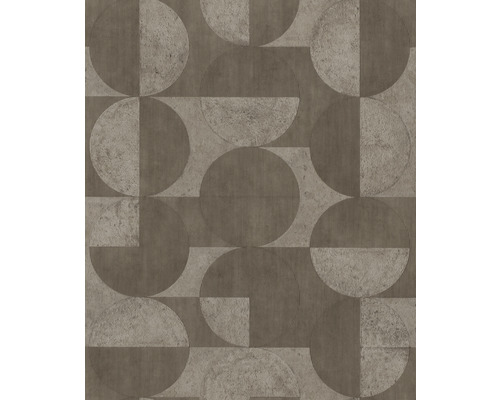 Papier peint intissé 521368 Concrete cercles marron Papier peint avec motif géométrique en demi-cercle