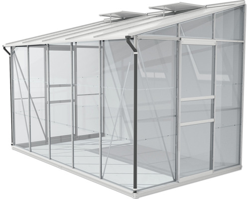 Serre avec cadre en aluminium et parois transparentes
