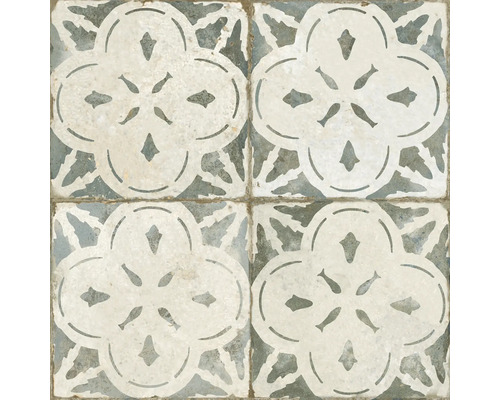 Vier verzierte Fliesen mit floralem Muster