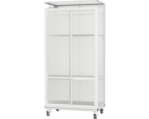 Serre mobile avec portes coulissantes et lucarne