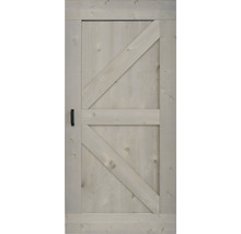 Holztür mit Z-förmigem Design und schwarzem Griff